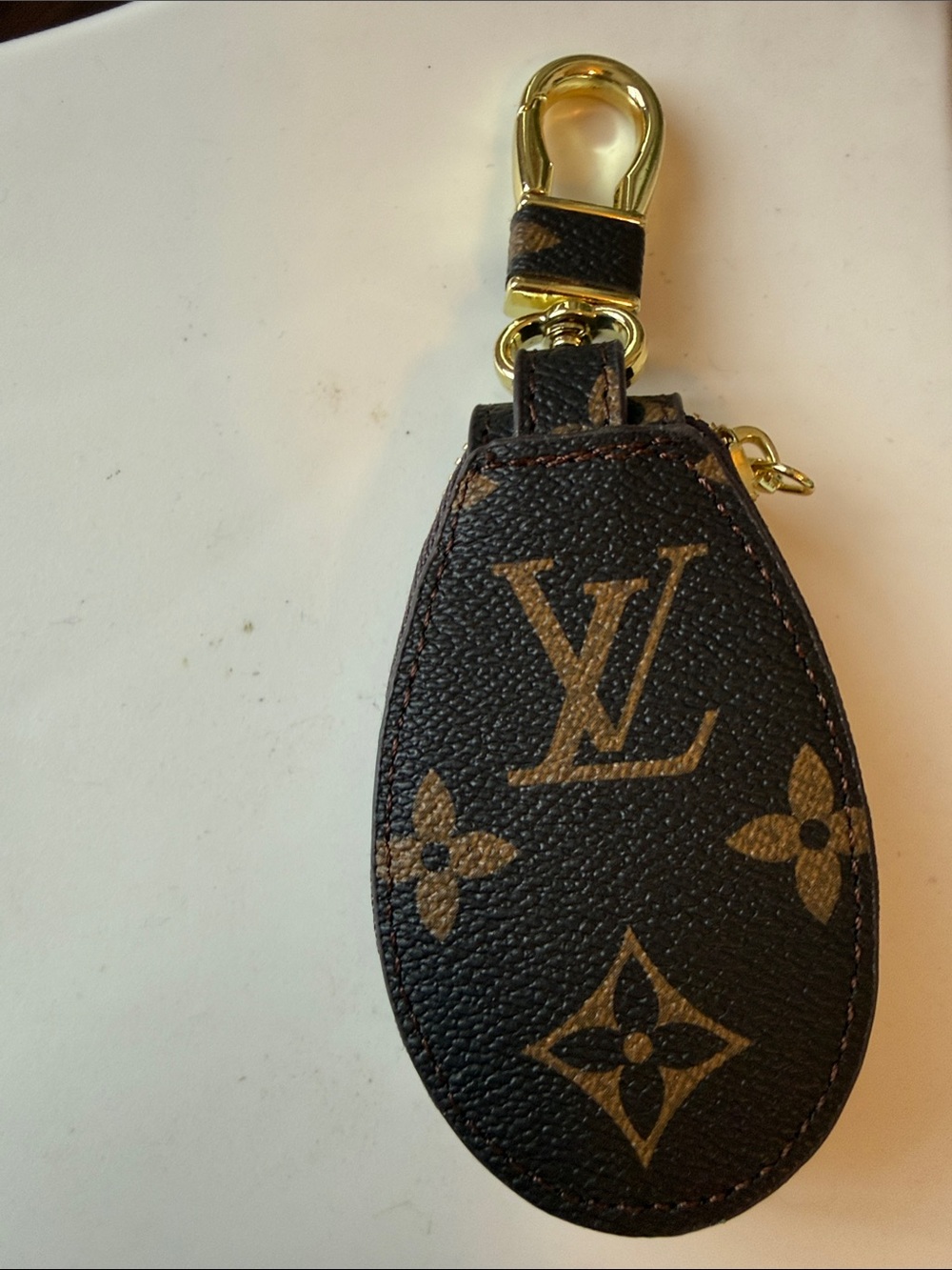 Key Fob Holder in Brown with Gold Hardware